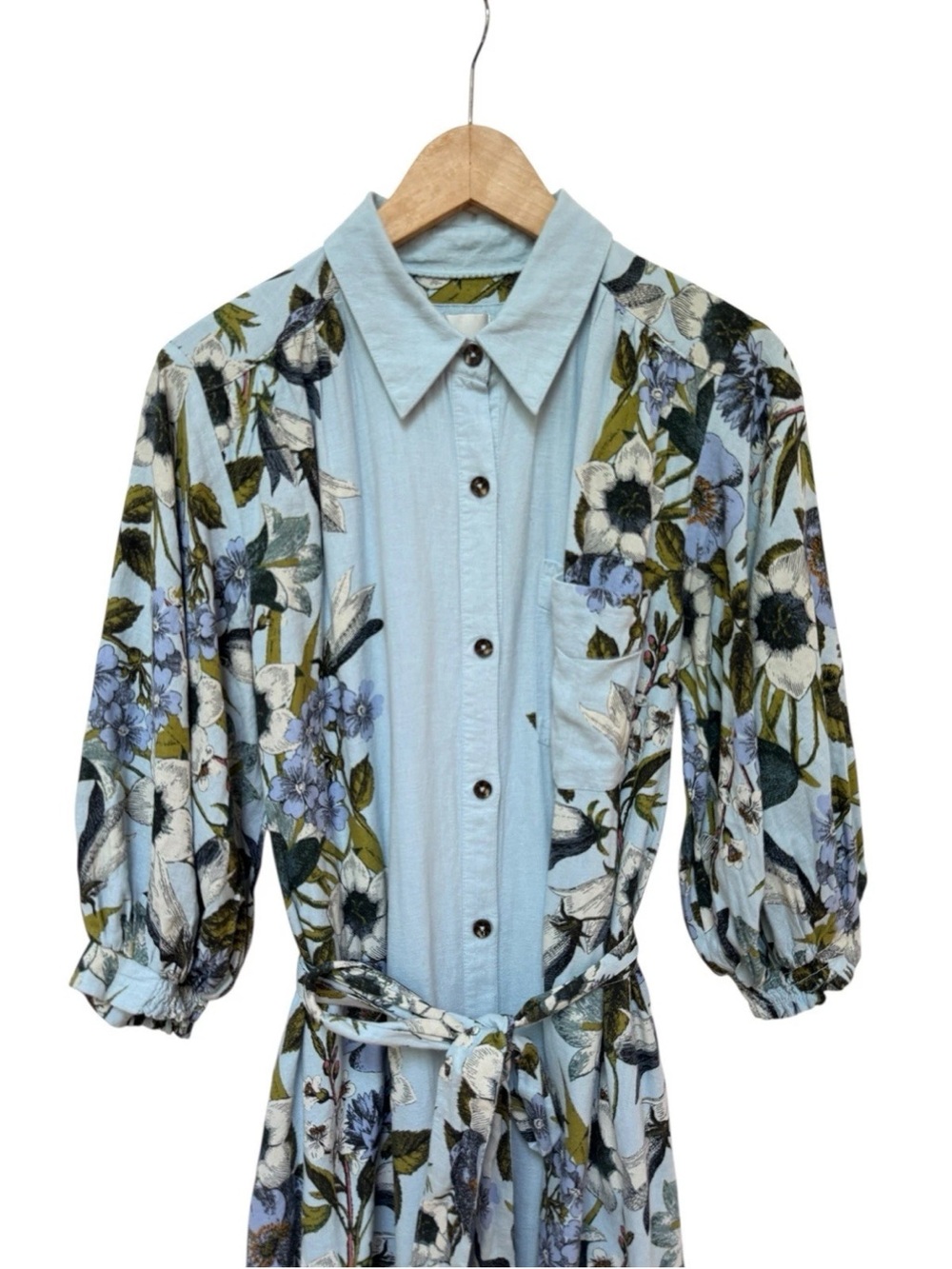 Anthropologie Maeve The Mona Linen Shirt Maxi Dress Sz Medium - Picture 5 of 8
